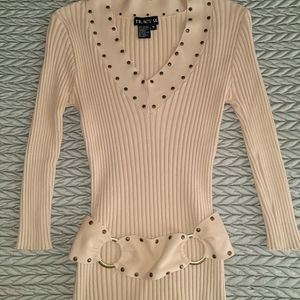 Tracy M Womens Shirt Studded Blouse Fitted Top Lon